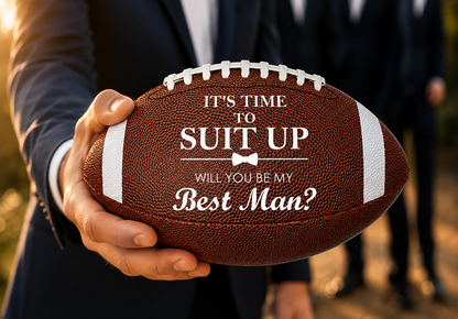 Personalized football featuring "Will You Be My Best Man?" and "Will You Be My Groomsman?" Perfect Gift for Wedding Event