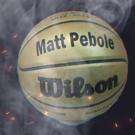 Customized Wilson Gold Basketball with Black Text