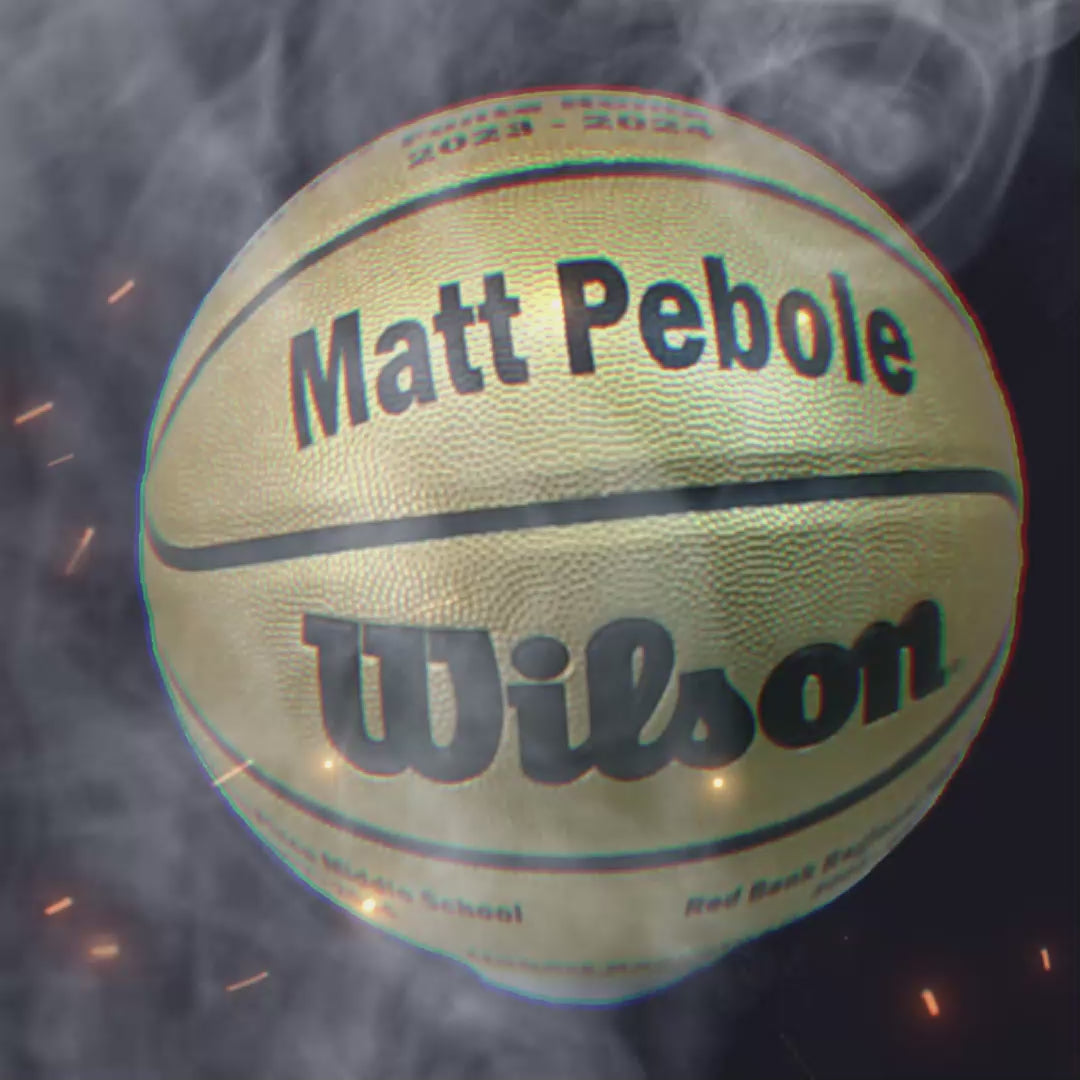 Customized Wilson Gold Basketball with Black Text