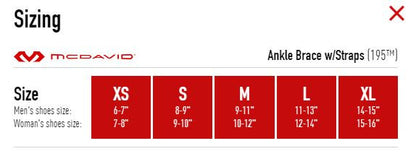 McDavid 195 Ankle Brace Size Chart